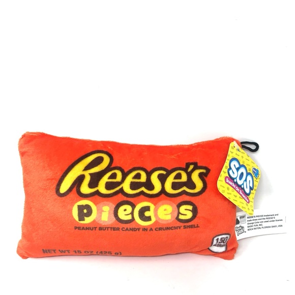 Snacks On Snacks Reese’s Pieces Plush Bean Fill Toy 7” New - Picture 1 of 4